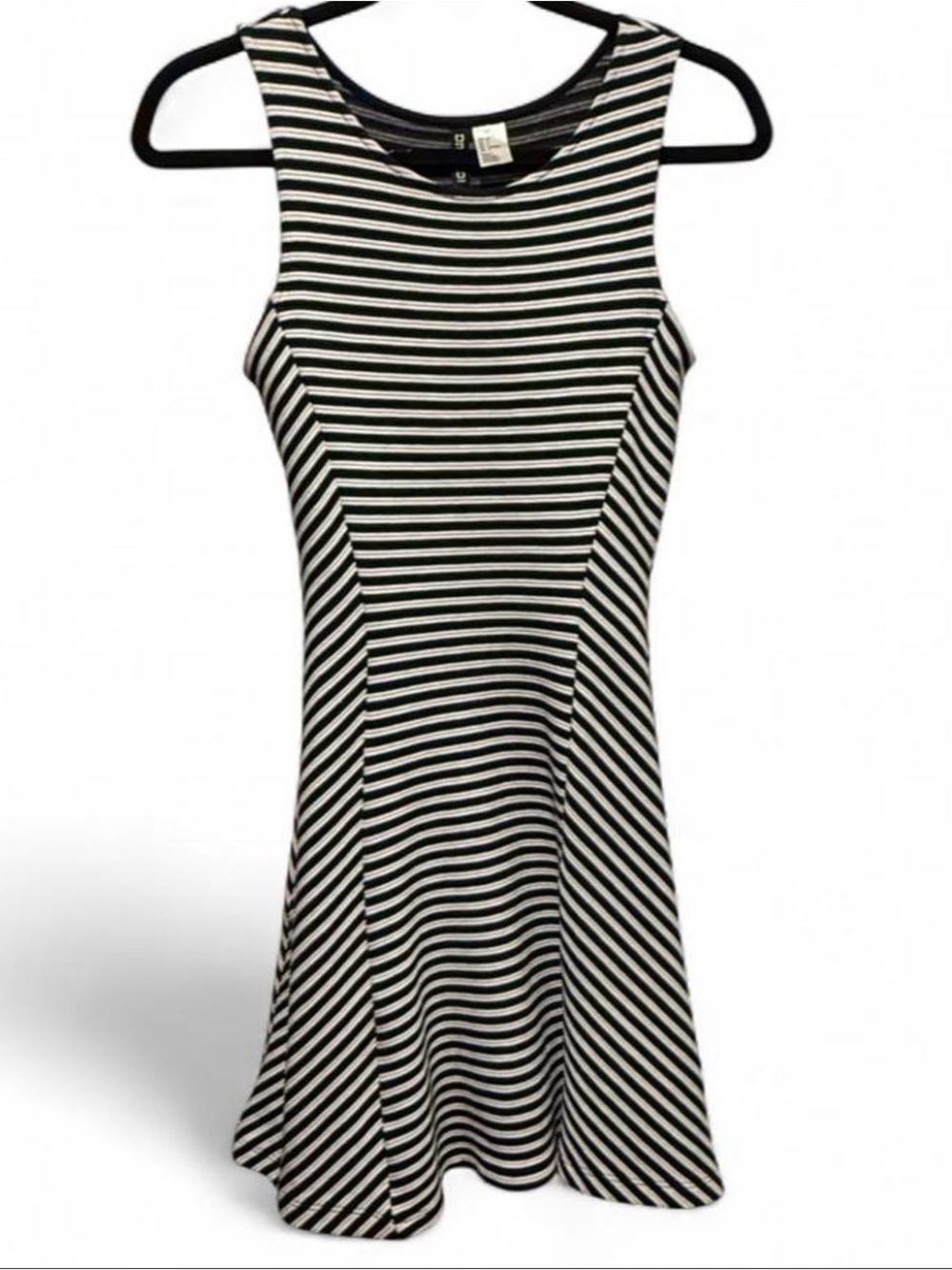 H&M Black and White Striped Sleeveless A-Line Dress